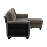 Robinson Dark Brown Sectional with Reversible Chaise, Pull-out Bed, Shelves and Charging Ports by Homelegance at Eve Furniture