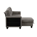 Robinson Dark Brown Sectional with Reversible Chaise, Pull-out Bed, Shelves and Charging Ports by Homelegance at Eve Furniture