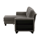 Robinson Dark Brown Sectional with Reversible Chaise, Pull-out Bed, Shelves and Charging Ports by Homelegance at Eve Furniture