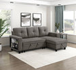 Robinson Dark Brown Sectional with Reversible Chaise, Pull-out Bed, Shelves and Charging Ports by Homelegance at Eve Furniture