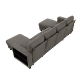 Robinson Dark Brown Sectional with Two Chaises, Pull-out Bed, Shelves and Charging Ports by Homelegance at Eve Furniture
