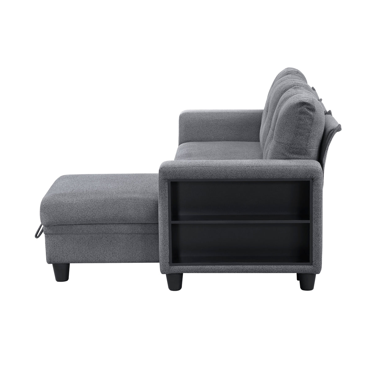 Robinson Gray Sectional with Reversible Chaise, Pull-out Bed, Shelves and Charging Ports by Homelegance at Eve Furniture