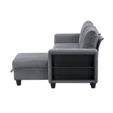 Robinson Gray Sectional with Reversible Chaise, Pull-out Bed, Shelves and Charging Ports by Homelegance at Eve Furniture