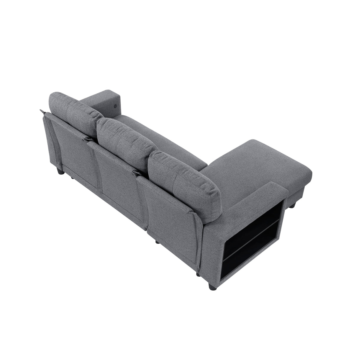 Robinson Gray Sectional with Reversible Chaise, Pull-out Bed, Shelves and Charging Ports by Homelegance at Eve Furniture
