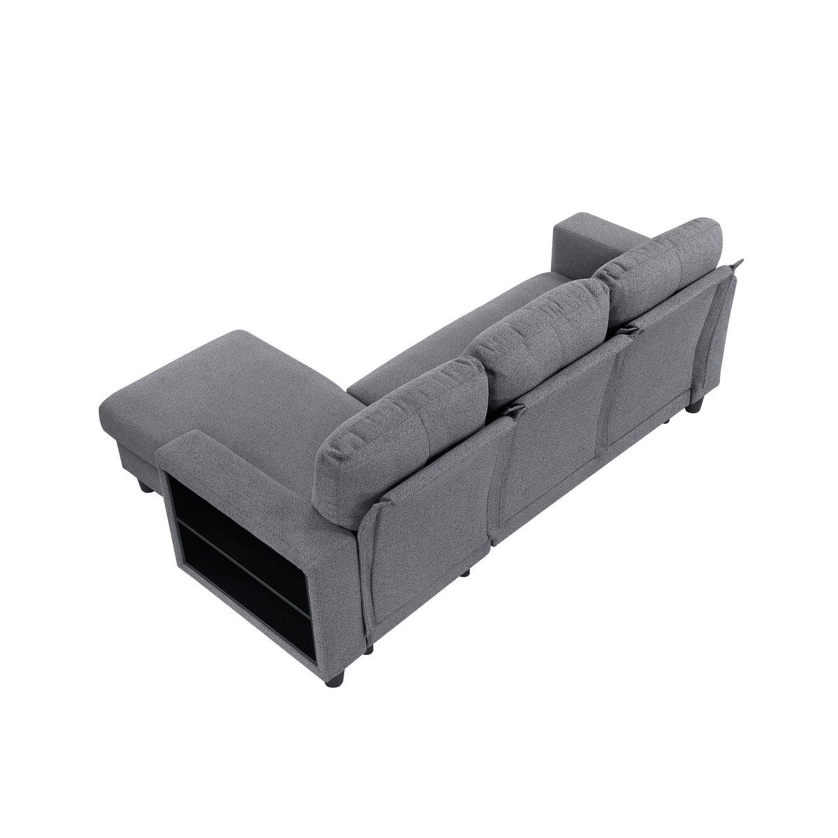 Robinson Gray Sectional with Reversible Chaise, Pull-out Bed, Shelves and Charging Ports by Homelegance at Eve Furniture