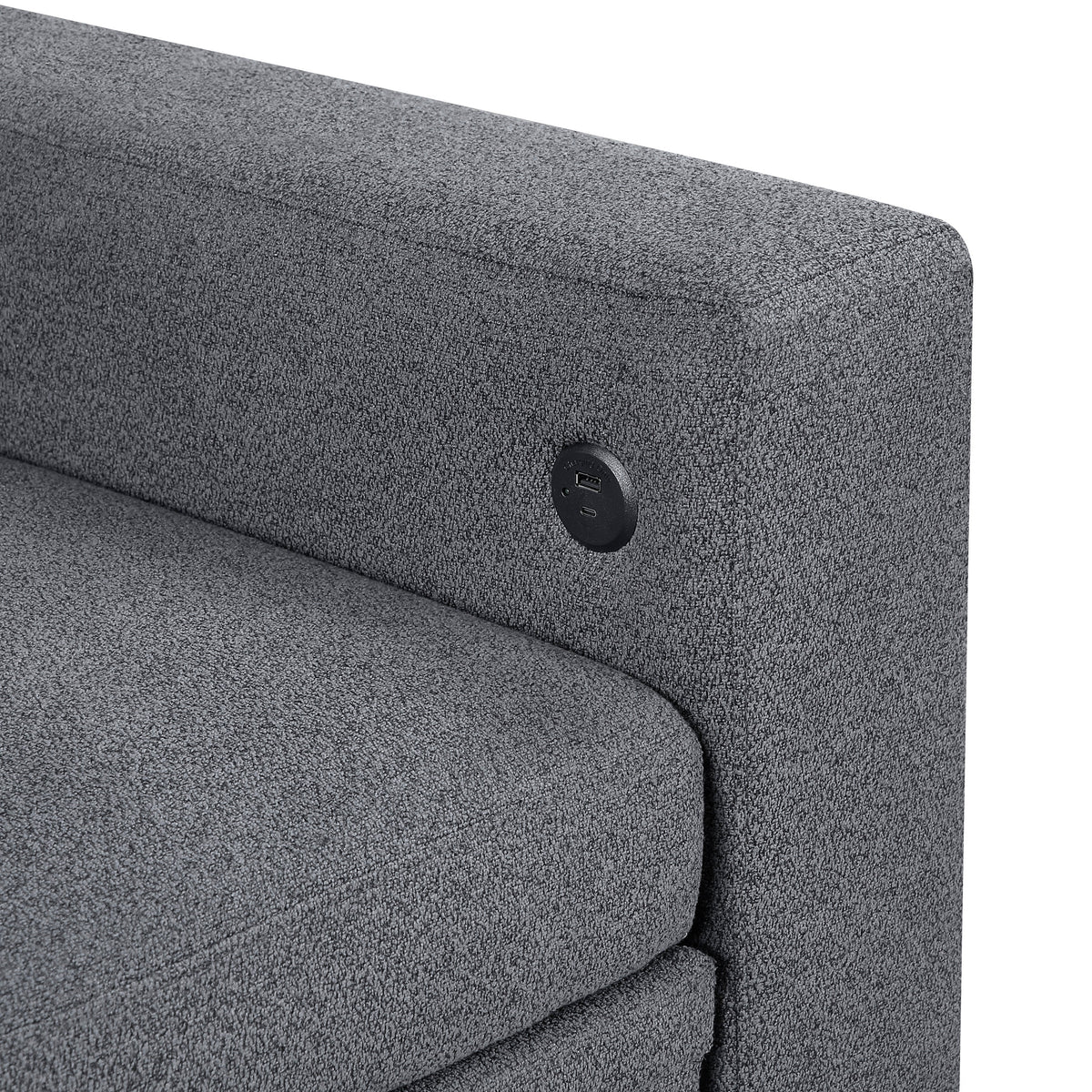 Robinson Gray Sectional with Reversible Chaise, Pull-out Bed, Shelves and Charging Ports by Homelegance at Eve Furniture