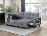 Robinson Gray Sectional with Reversible Chaise, Pull-out Bed, Shelves and Charging Ports by Homelegance at Eve Furniture