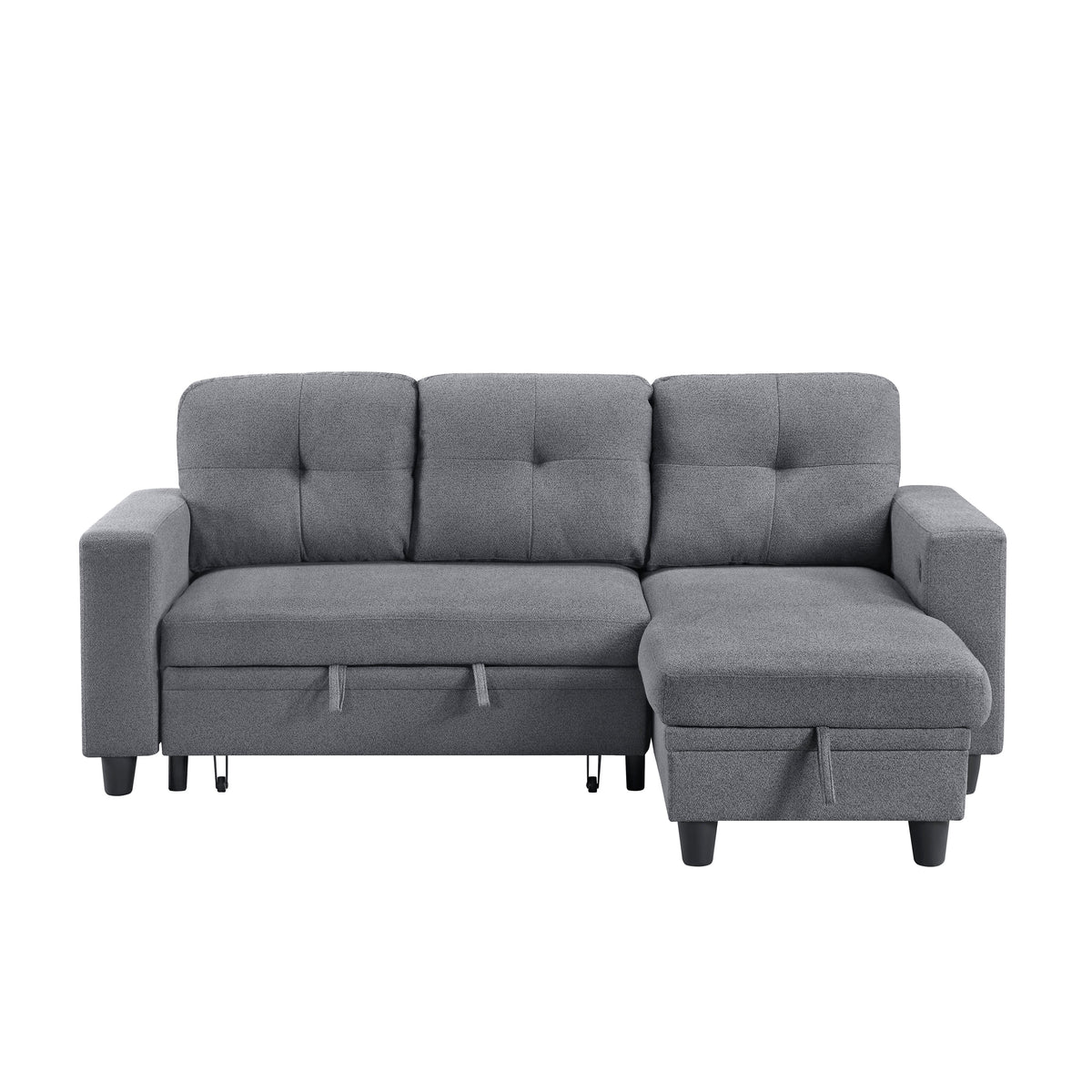 Robinson Gray Sectional with Reversible Chaise, Pull-out Bed, Shelves and Charging Ports by Homelegance at Eve Furniture