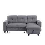 Robinson Gray Sectional with Reversible Chaise, Pull-out Bed, Shelves and Charging Ports by Homelegance at Eve Furniture