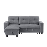 Robinson Gray Sectional with Reversible Chaise, Pull-out Bed, Shelves and Charging Ports by Homelegance at Eve Furniture