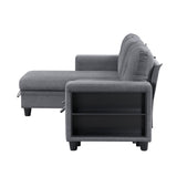 Robinson Gray Sectional with Reversible Chaise, Pull-out Bed, Shelves and Charging Ports by Homelegance at Eve Furniture