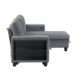 Robinson Gray Sectional with Reversible Chaise, Pull-out Bed, Shelves and Charging Ports by Homelegance at Eve Furniture