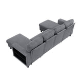 Robinson Gray Sectional with Two Chaises, Pull-out Bed, Shelves and Charging Ports by Homelegance at Eve Furniture