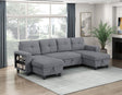 Robinson Gray Sectional with Two Chaises, Pull-out Bed, Shelves and Charging Ports by Homelegance at Eve Furniture