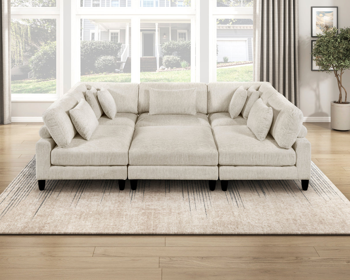 Robstown Beige Ottoman by Homelegance at Eve Furniture