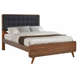 Robyn California King Bed with Upholstered Headboard Dark Walnut