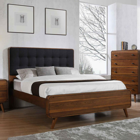 Robyn Dark Walnut Eastern King Bed with Upholstered Headboard by Coaster at Eve Furniture