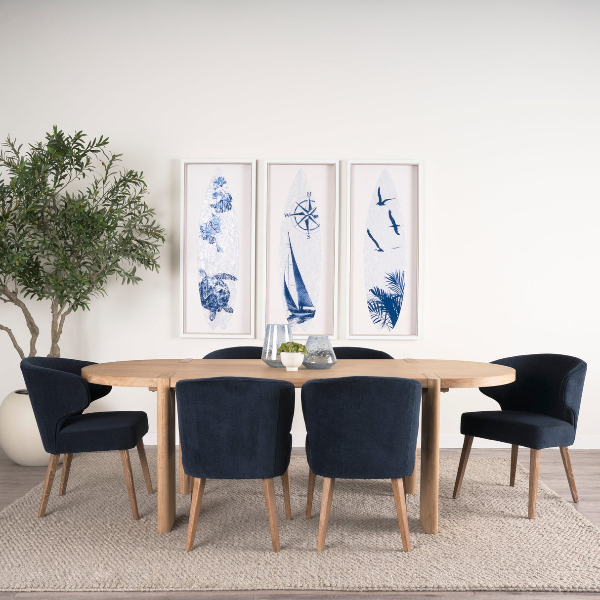 Robyn Short Blue Glass Vase by Mercana at Eve Furniture