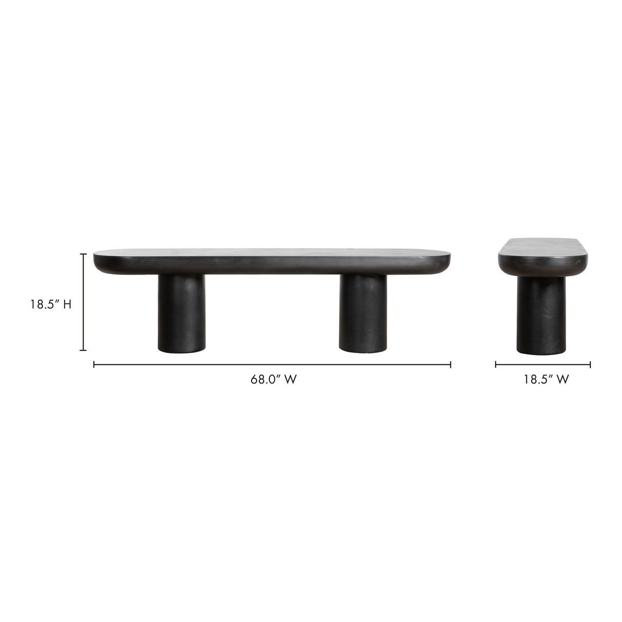 Rocca Bench Black by Moe's Home at Eve Furniture