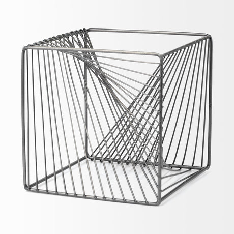Rochon Gray Metal Decorative Cube by Mercana at Eve Furniture