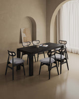 Rockaway 70.86 Dining Set with 6 Colbert Chairs in Black and Grey by Manhattan Comfort at Eve Furniture