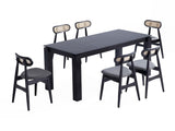 Rockaway 70.86 Dining Set with 6 Colbert Chairs in Black and Grey by Manhattan Comfort at Eve Furniture
