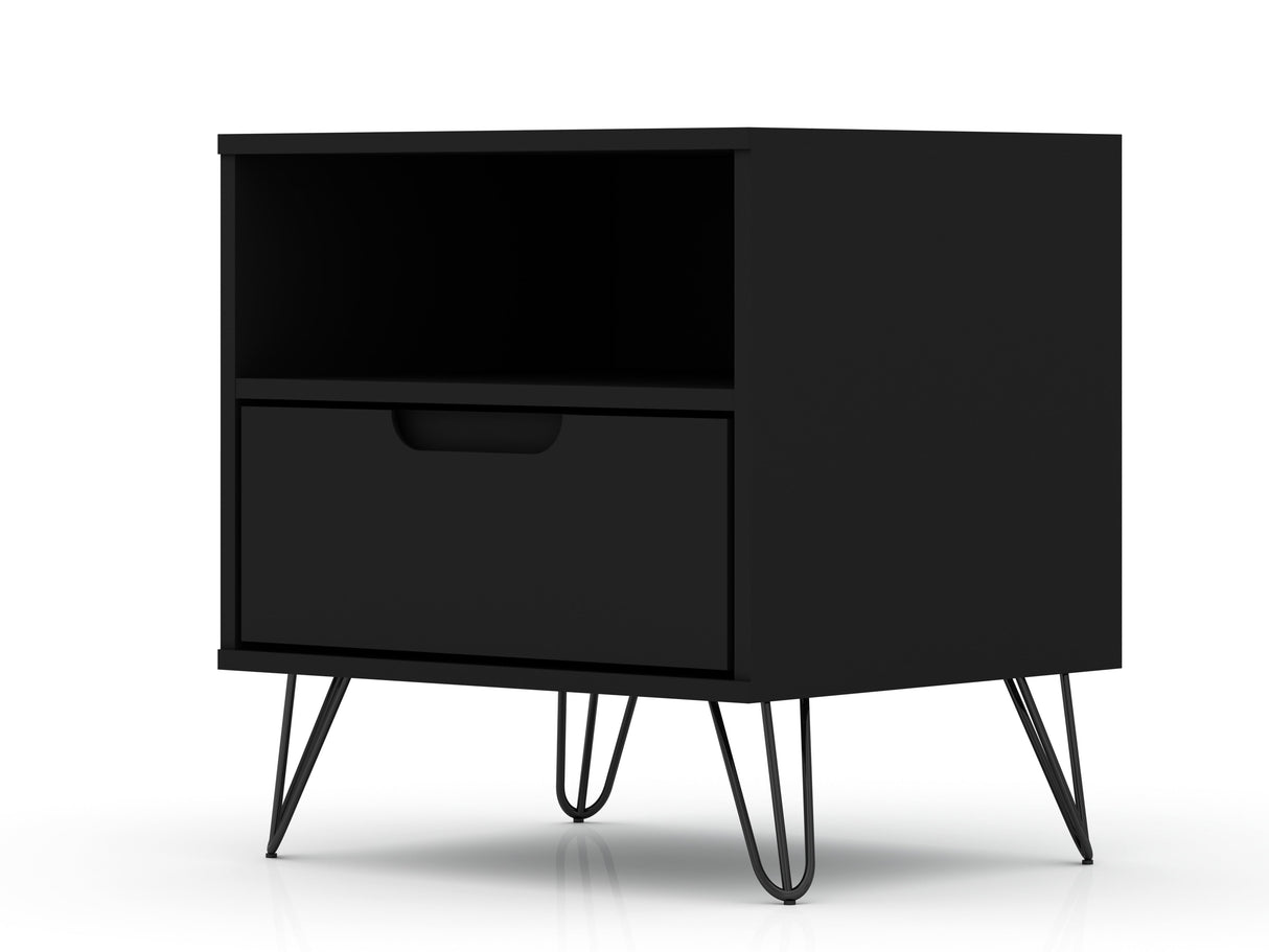 Rockefeller 1.0 Nightstand in Black by Manhattan Comfort at Eve Furniture