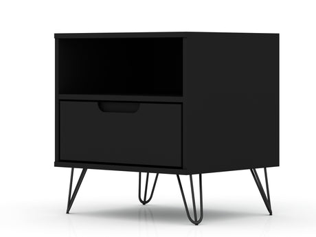 Rockefeller 1.0 Nightstand in Black by Manhattan Comfort at Eve Furniture