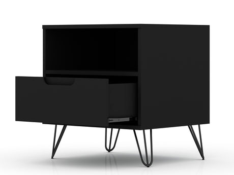 Rockefeller 1.0 Nightstand in Black by Manhattan Comfort at Eve Furniture