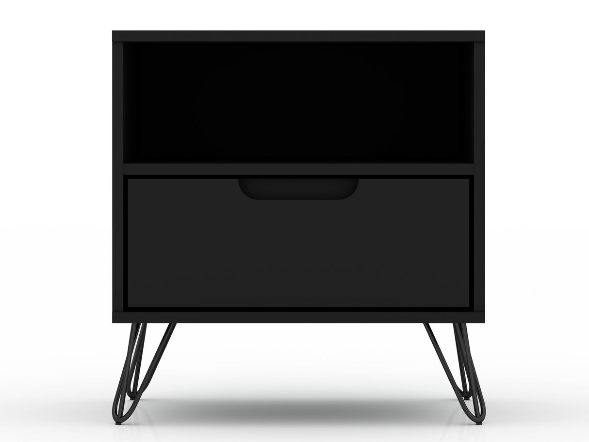 Rockefeller 1.0 Nightstand in Black by Manhattan Comfort at Eve Furniture