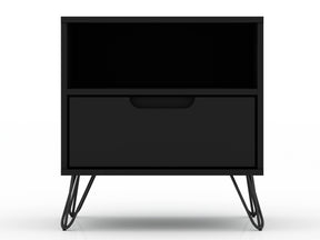 Rockefeller 1.0 Nightstand in Black by Manhattan Comfort at Eve Furniture