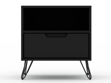 Rockefeller 1.0 Nightstand in Black by Manhattan Comfort at Eve Furniture