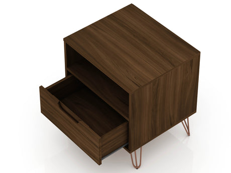 Rockefeller 1.0 Nightstand in Brown by Manhattan Comfort at Eve Furniture