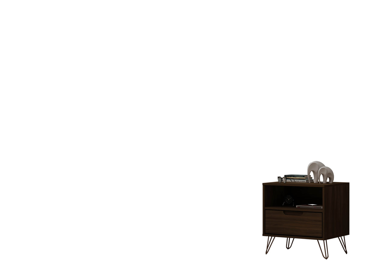 Rockefeller 1.0 Nightstand in Brown by Manhattan Comfort at Eve Furniture