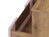 Rockefeller 1.0 Nightstand in Nature and Rose Pink by Manhattan Comfort at Eve Furniture