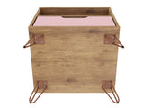 Rockefeller 1.0 Nightstand in Nature and Rose Pink by Manhattan Comfort at Eve Furniture