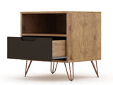 Rockefeller 1.0 Nightstand in Nature and Textured Grey by Manhattan Comfort at Eve Furniture