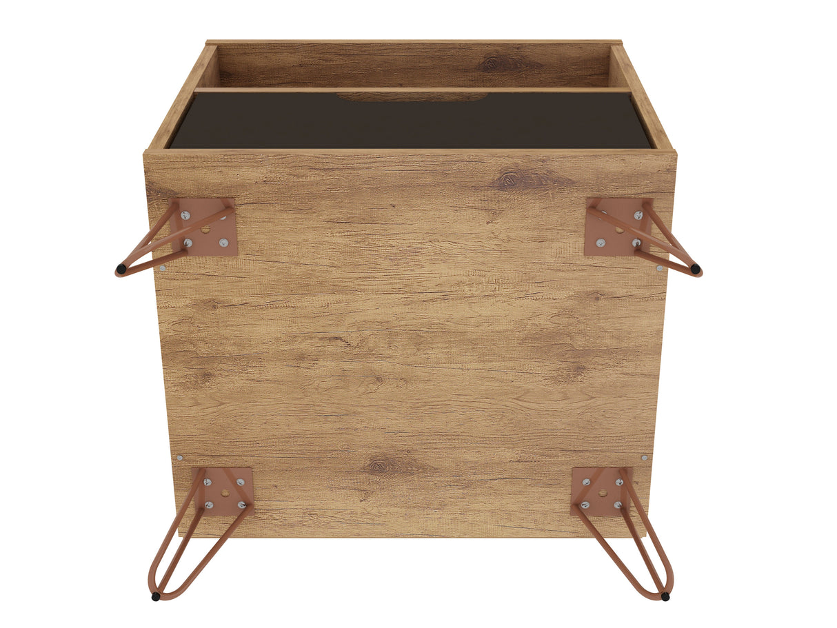 Rockefeller 1.0 Nightstand in Nature and Textured Grey by Manhattan Comfort at Eve Furniture