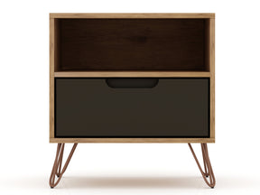 Rockefeller 1.0 Nightstand in Nature and Textured Grey by Manhattan Comfort at Eve Furniture