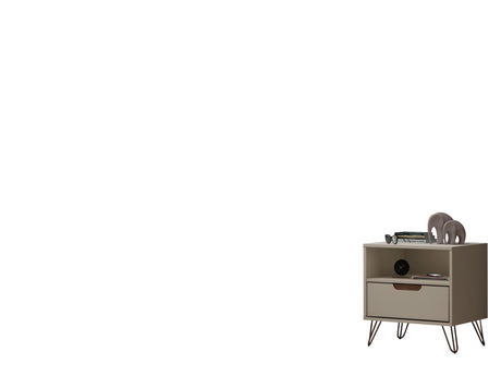 Rockefeller 1.0 Nightstand in Off White and Nature by Manhattan Comfort at Eve Furniture