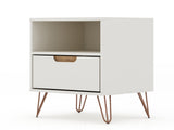 Rockefeller 1.0 Nightstand in Off White and Nature by Manhattan Comfort at Eve Furniture