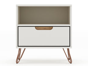 Rockefeller 1.0 Nightstand in Off White and Nature by Manhattan Comfort at Eve Furniture