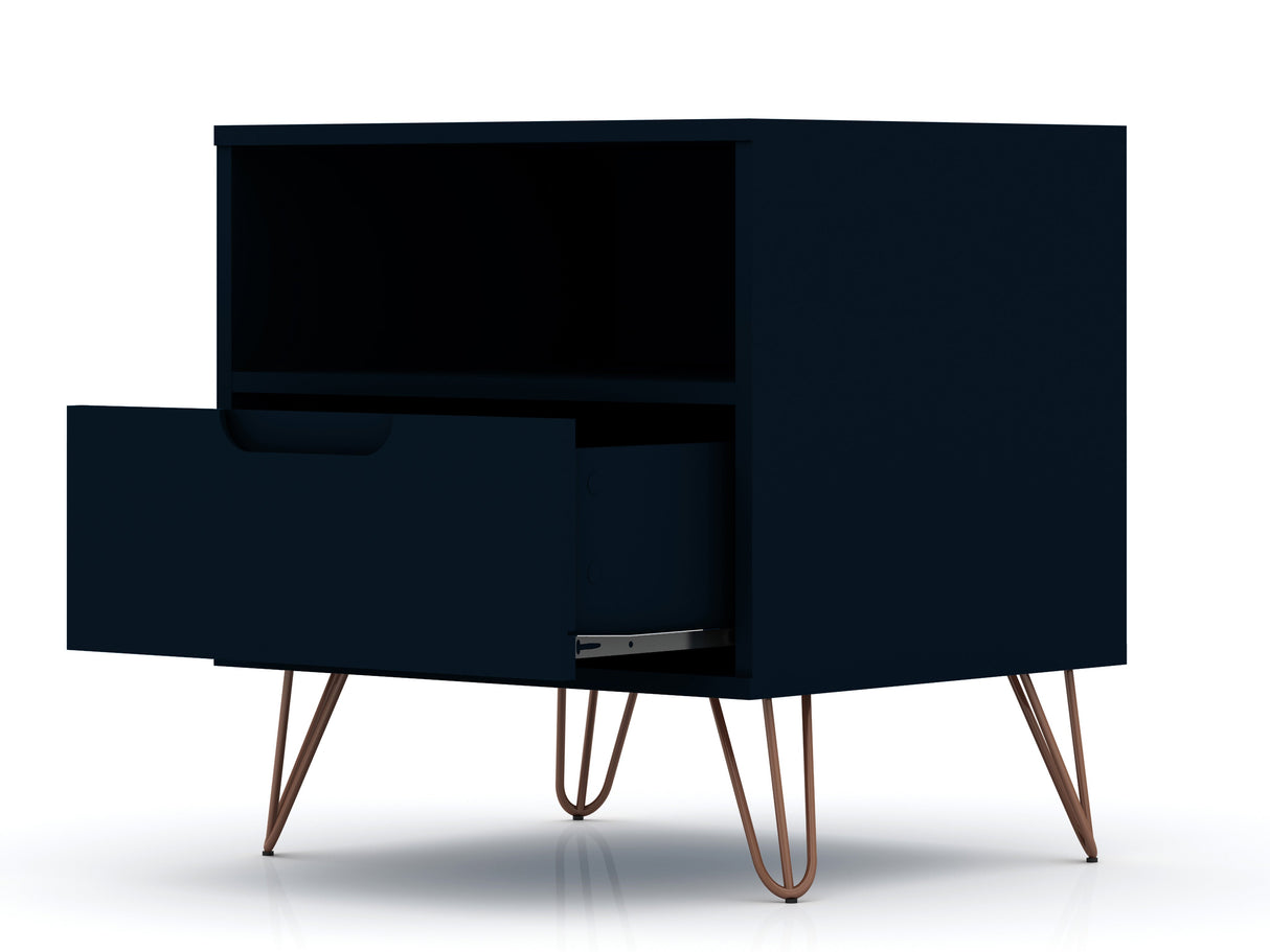Rockefeller 1.0 Nightstand in Tatiana Midnight Blue by Manhattan Comfort at Eve Furniture