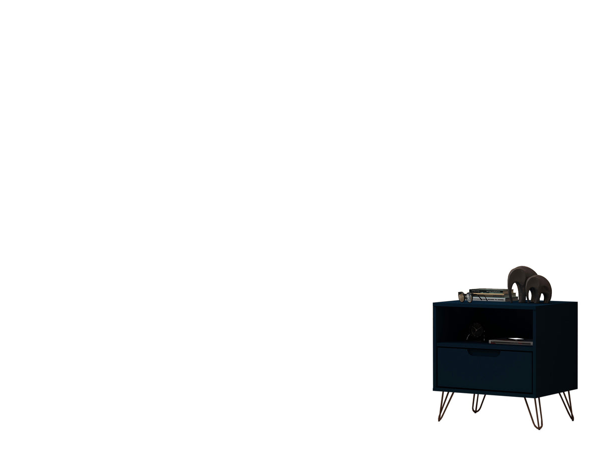 Rockefeller 1.0 Nightstand in Tatiana Midnight Blue by Manhattan Comfort at Eve Furniture