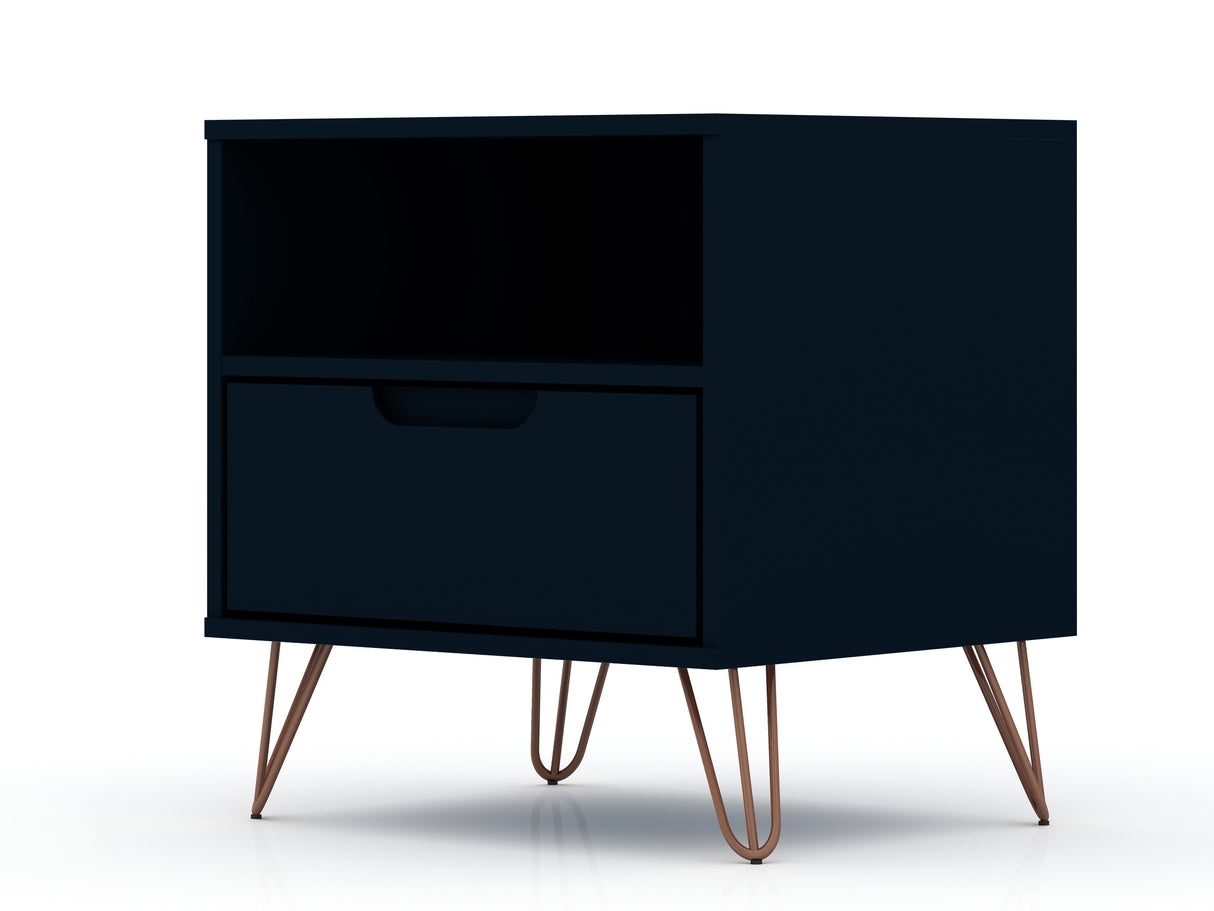 Rockefeller 1.0 Nightstand in Tatiana Midnight Blue by Manhattan Comfort at Eve Furniture