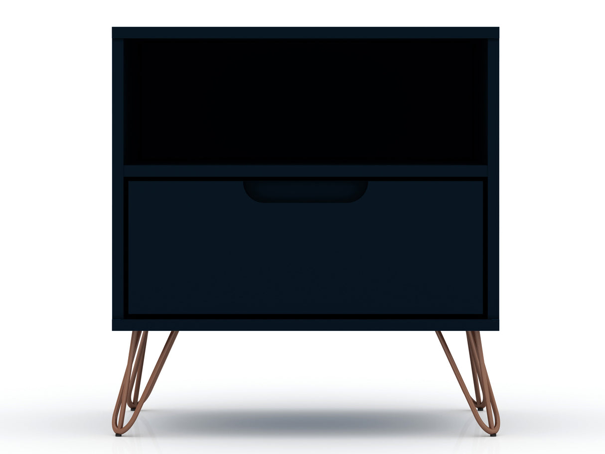 Rockefeller 1.0 Nightstand in Tatiana Midnight Blue by Manhattan Comfort at Eve Furniture