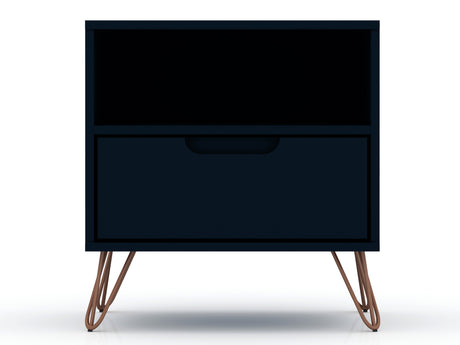 Rockefeller 1.0 Nightstand in Tatiana Midnight Blue by Manhattan Comfort at Eve Furniture