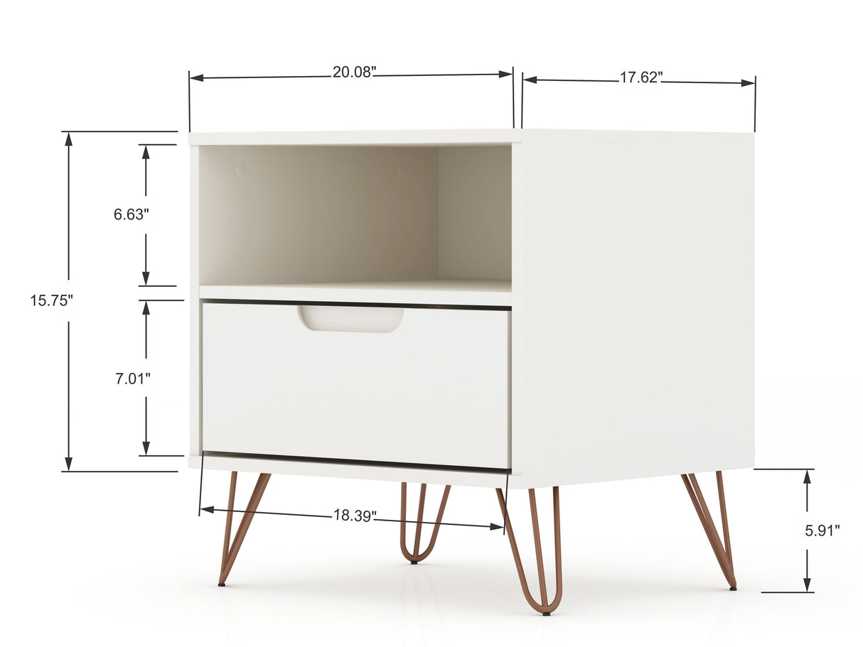 Rockefeller 1.0 Nightstand in White by Manhattan Comfort at Eve Furniture