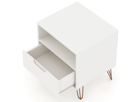 Rockefeller 1.0 Nightstand in White by Manhattan Comfort at Eve Furniture