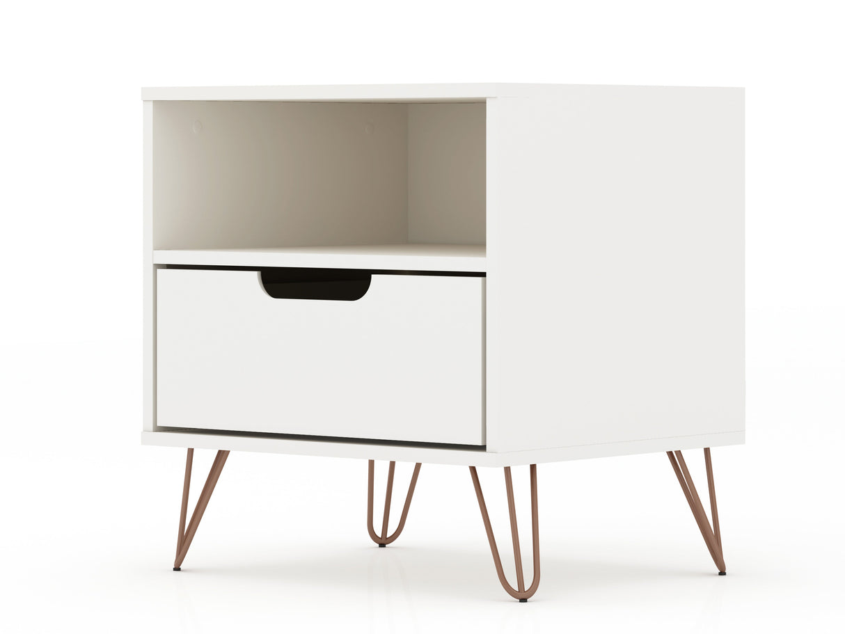 Rockefeller 1.0 Nightstand in White by Manhattan Comfort at Eve Furniture